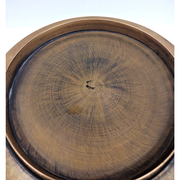 Vintage Solid Brass Heavy Jardineer Planter Urn Pot 9" Geometric Pattern Moorish - Picture 4 of 10